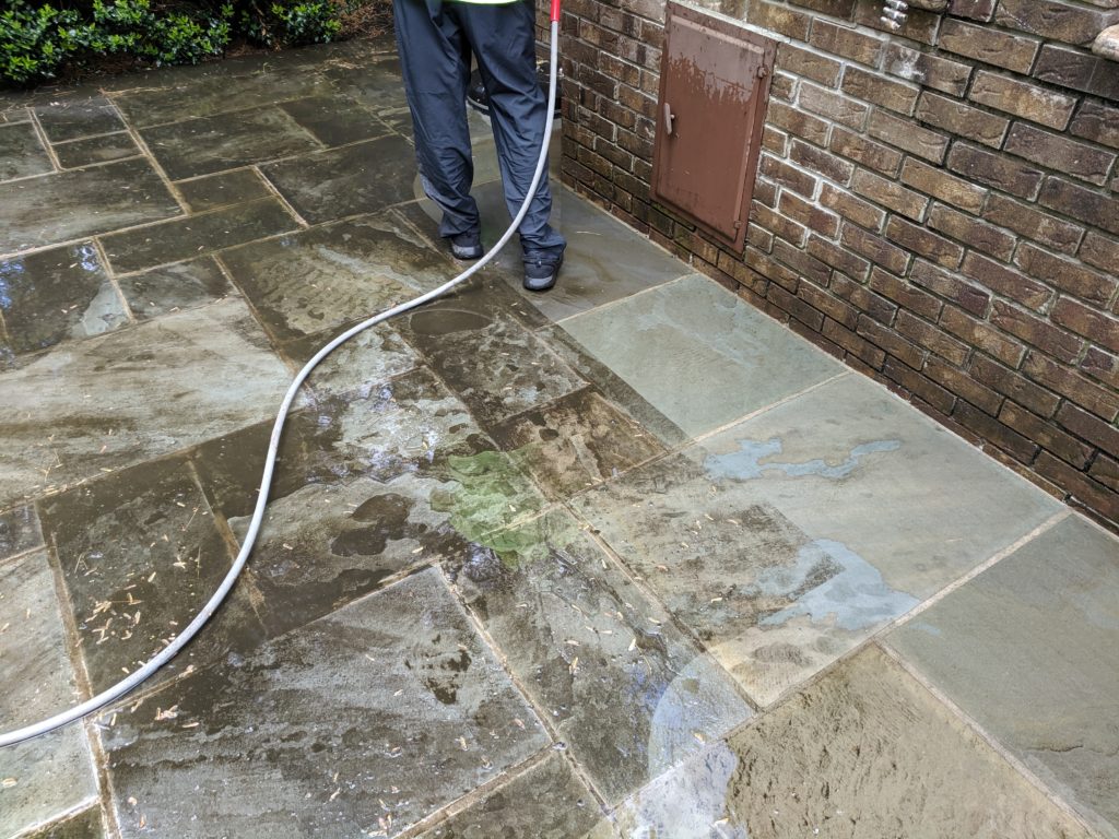 power washing stone patio